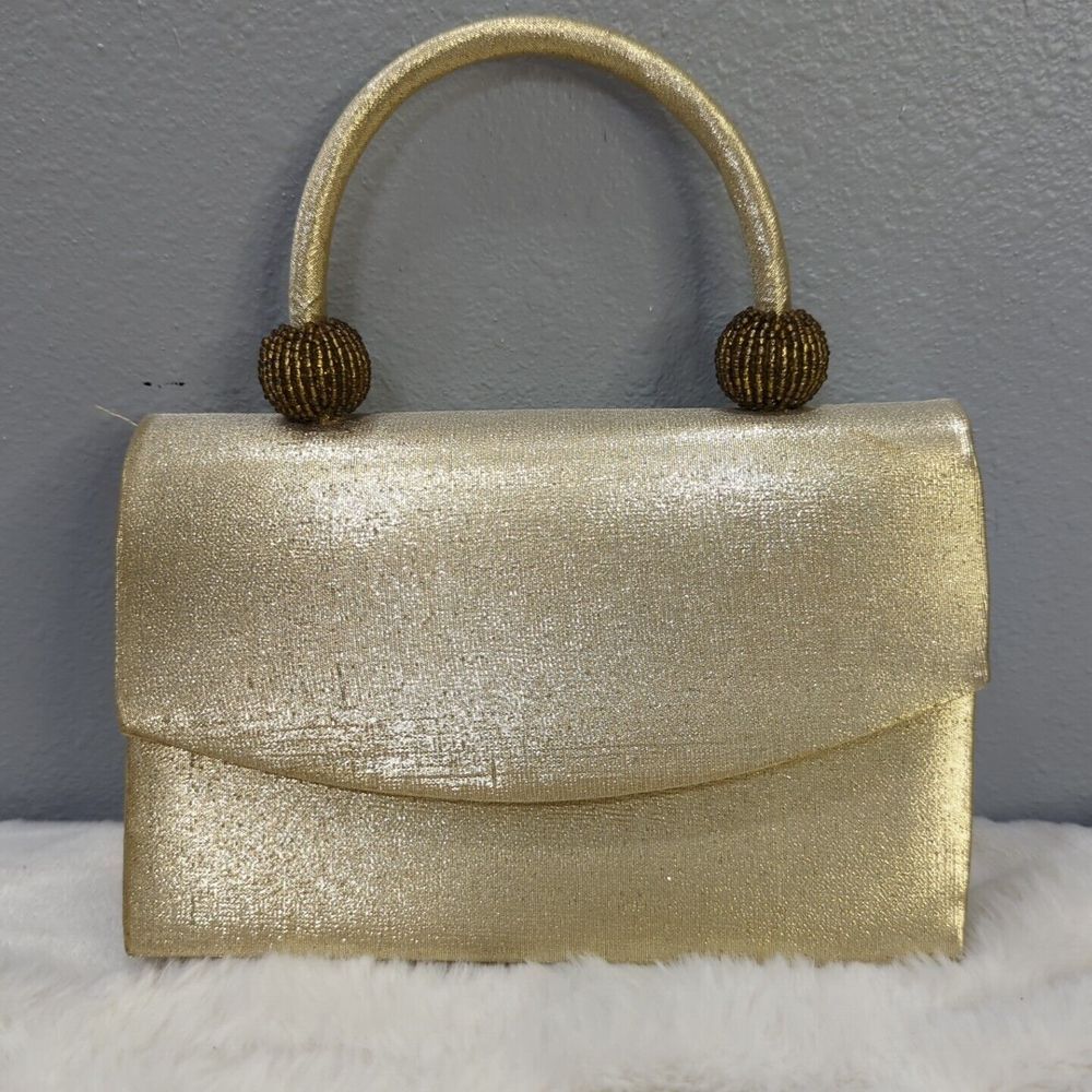 Gold Mini Women's Handbag With‎ Handle And Shoulder Strap